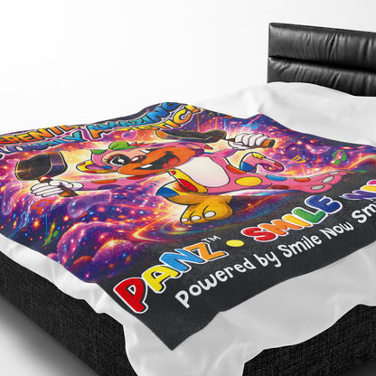 Panz™ Velveteen Plush Blanket – "Differently Amazing & Loudly Autistic!" Graphic | Smile Universe Collection