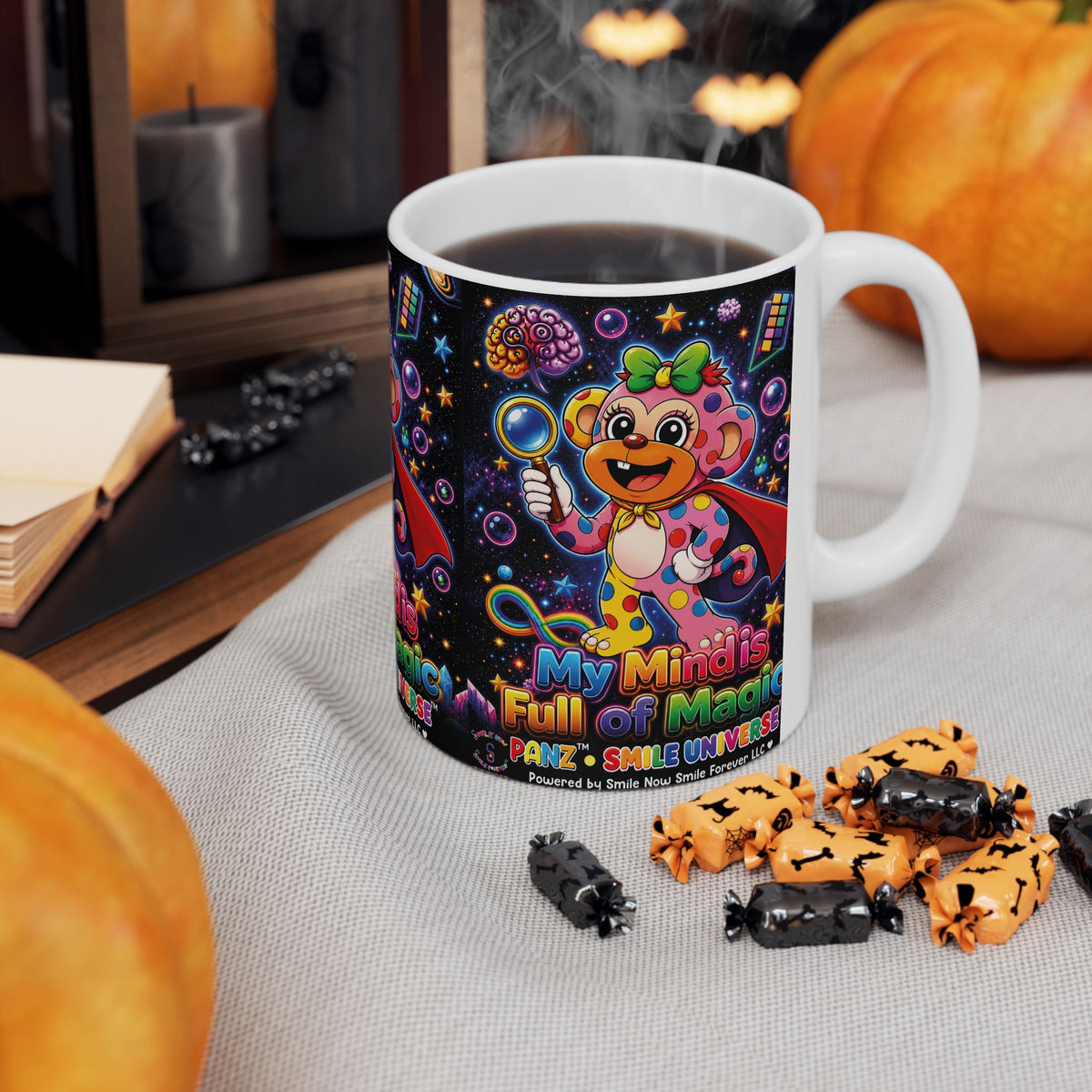 Panz™ Ceramic Mug (11oz & 15oz) – "My Mind is Full of Magic" Graphic | Smile Universe Collection