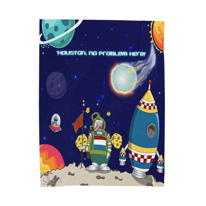 TuBz™ Velveteen Plush Blanket – "Houston, No Problem Here!" Graphic | Smile Universe Collection