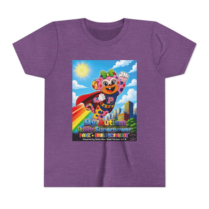 Panz™ Youth Short Sleeve Tee – "My Autism is My Superpower" Graphic | Smile Universe Collection