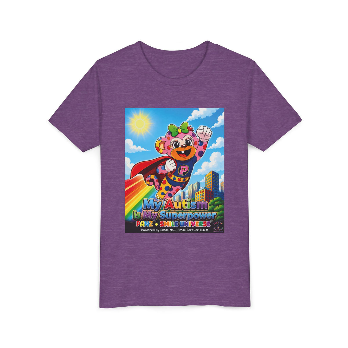 Panz™ Youth Short Sleeve Tee – "My Autism is My Superpower" Graphic | Smile Universe Collection