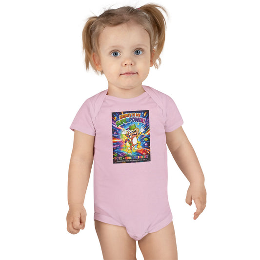 Potz™ Baby Short Sleeve Onesie® – "Energy is My Superpower!" Graphic Bodysuit | Smile Universe Collection