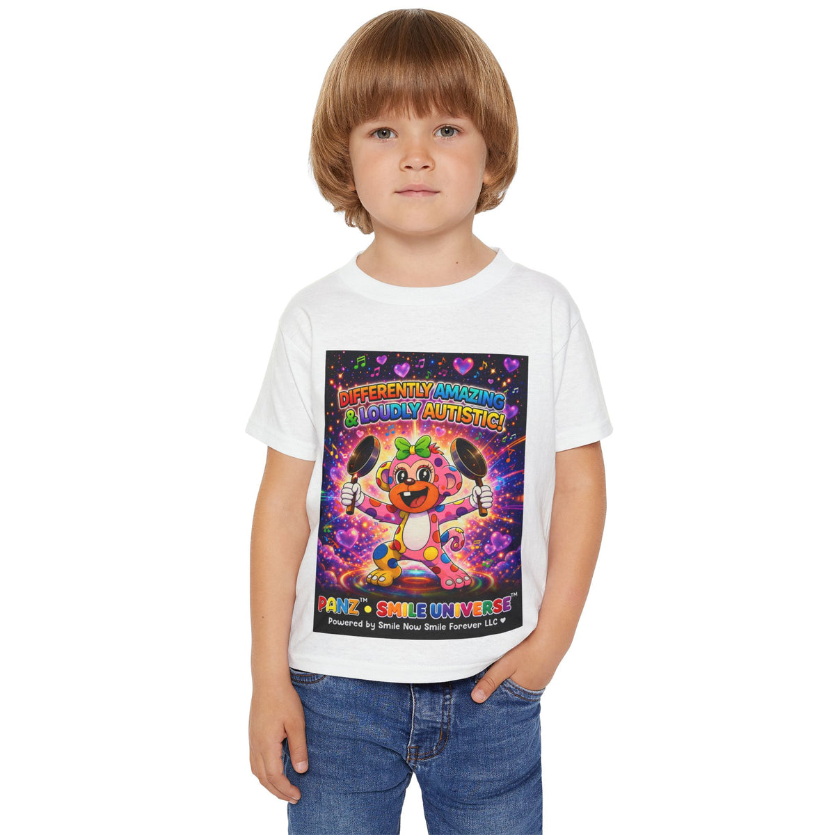 Panz™ Heavy Cotton™ Toddler T-Shirt – "Differently Amazing & Loudly Autistic!" Graphic | Smile Universe Collection