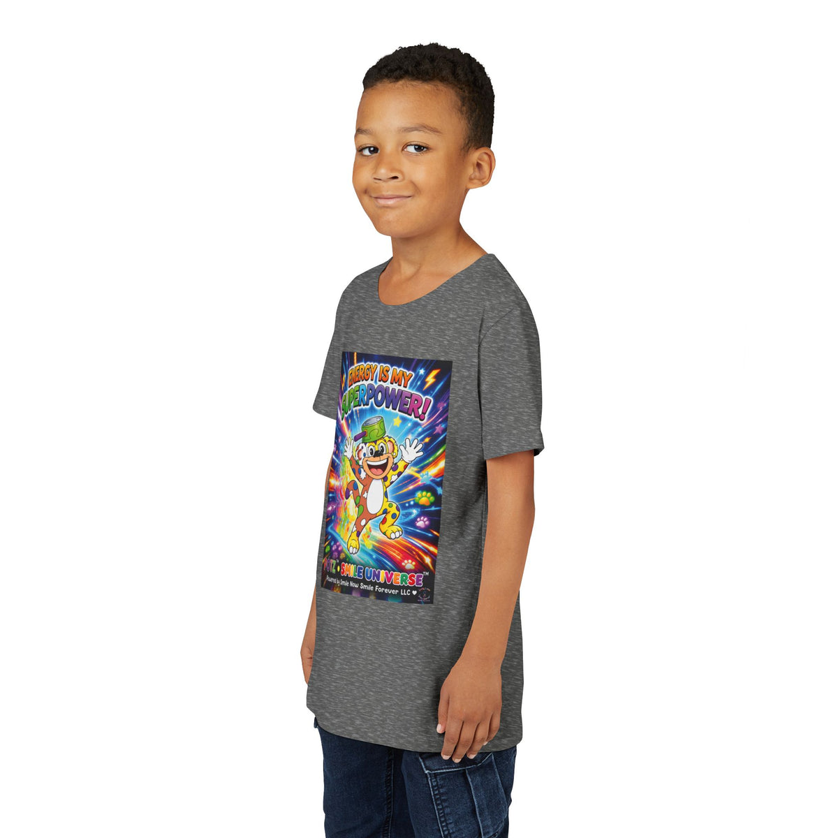 Potz™ Youth Short Sleeve Tee – "Energy is My Superpower!" Graphic Tee | Smile Universe Collection