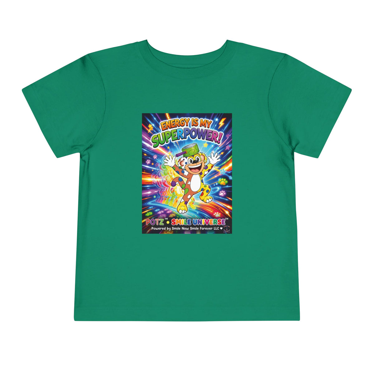 Potz™ Toddler Short Sleeve Tee – "Energy is My Superpower!" Graphic Tee | Smile Universe Collection
