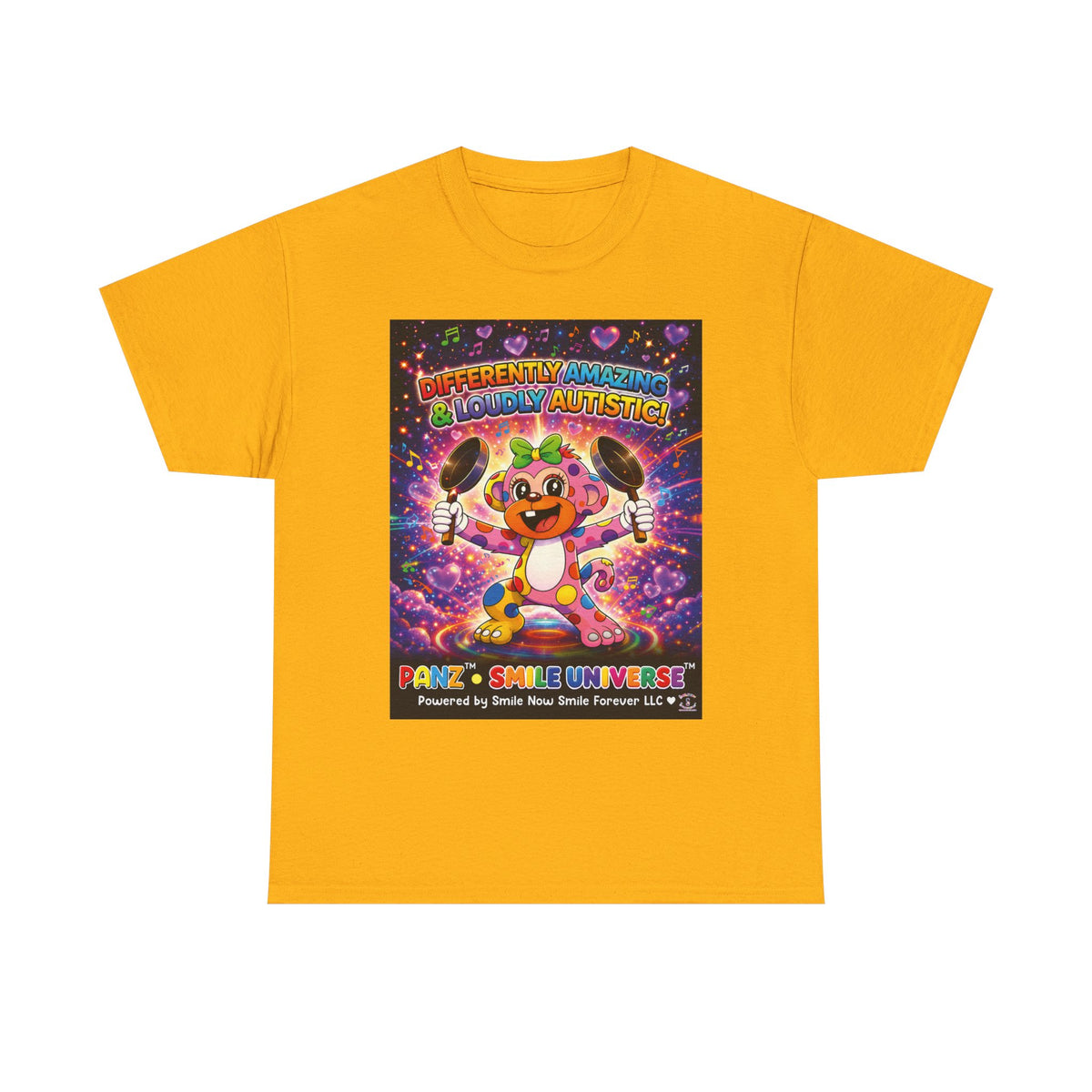 Panz™ Unisex Heavy Cotton™ Tee – "Differently Amazing & Loudly Autistic!" Graphic | Smile Universe Collection