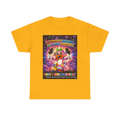 Panz™ Unisex Heavy Cotton™ Tee – "Differently Amazing & Loudly Autistic!" Graphic | Smile Universe Collection