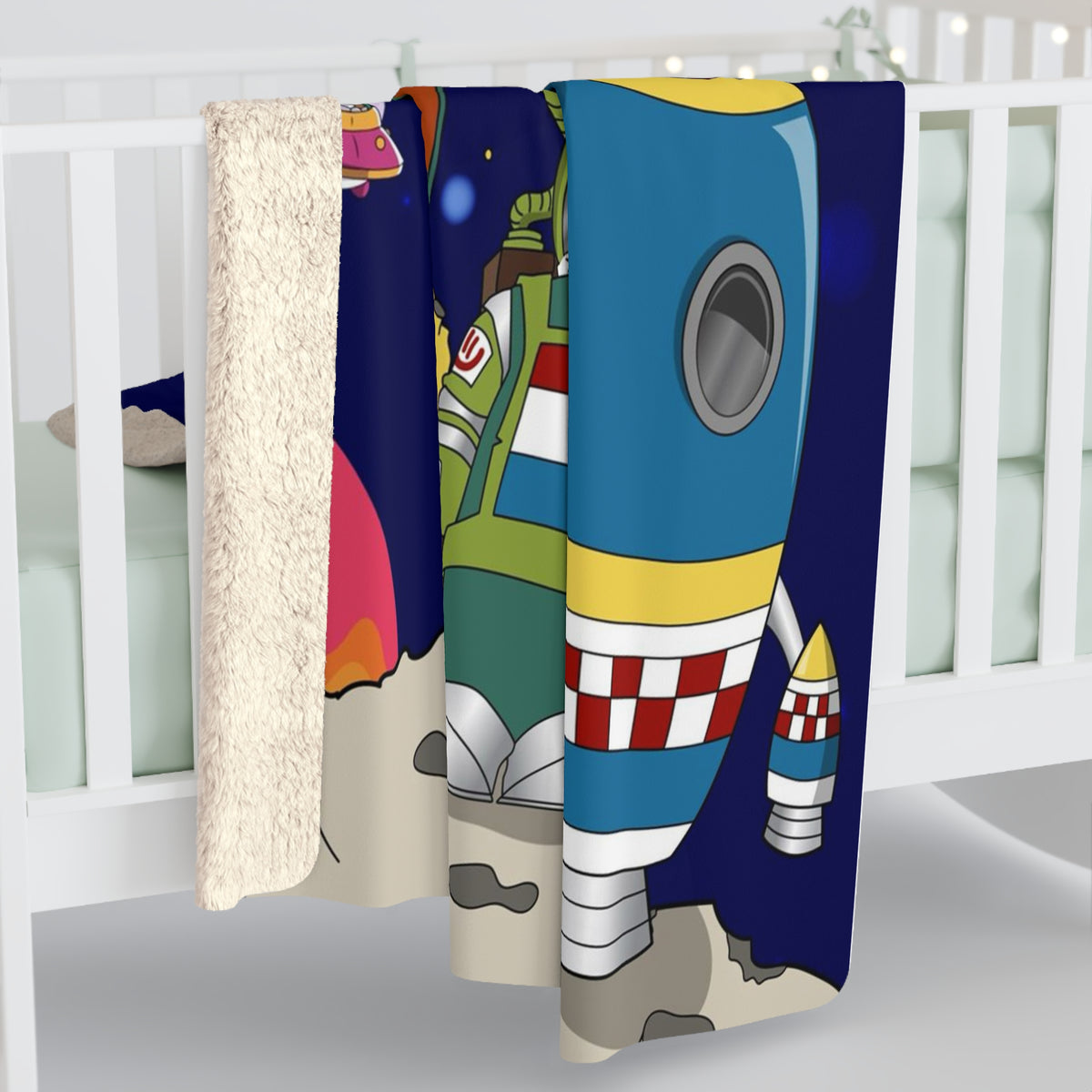 TuBz™ Sherpa Fleece Blanket – "Houston, No Problem Here!" Graphic | Smile Universe Collection