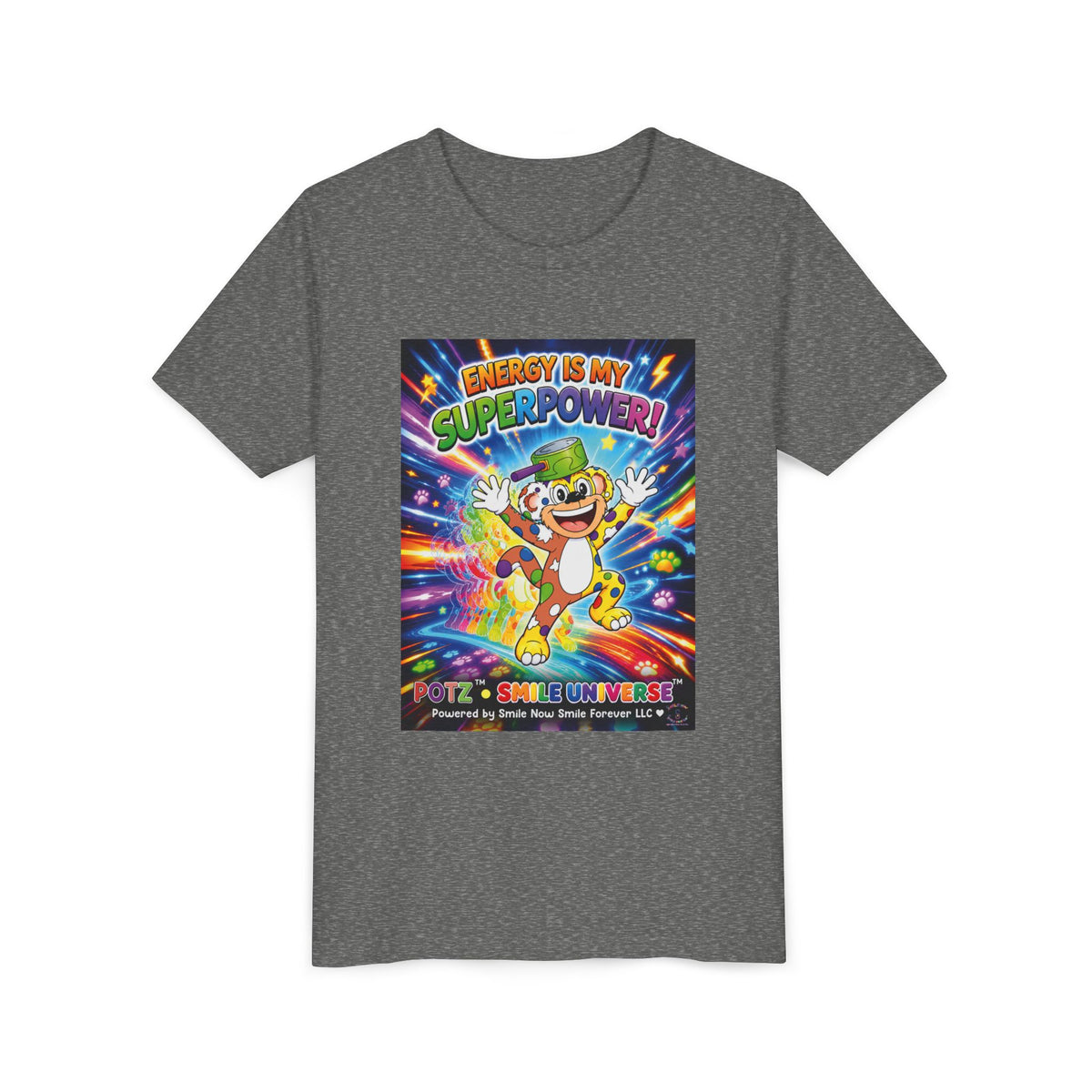Potz™ Youth Short Sleeve Tee – "Energy is My Superpower!" Graphic Tee | Smile Universe Collection