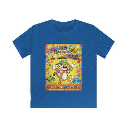 Potz™ Kids Softstyle Tee – "My ADHD Brain is Full of Brilliant Ideas!" Graphic Tee | Smile Universe Collection