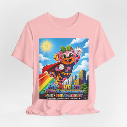 Panz™ Unisex Jersey Short Sleeve Tee – "My Autism is My Superpower" Graphic | Smile Universe Collection