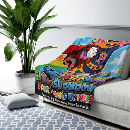 Panz™ Sherpa Fleece Blanket – "My Autism is My Superpower" Graphic | Smile Universe Collection