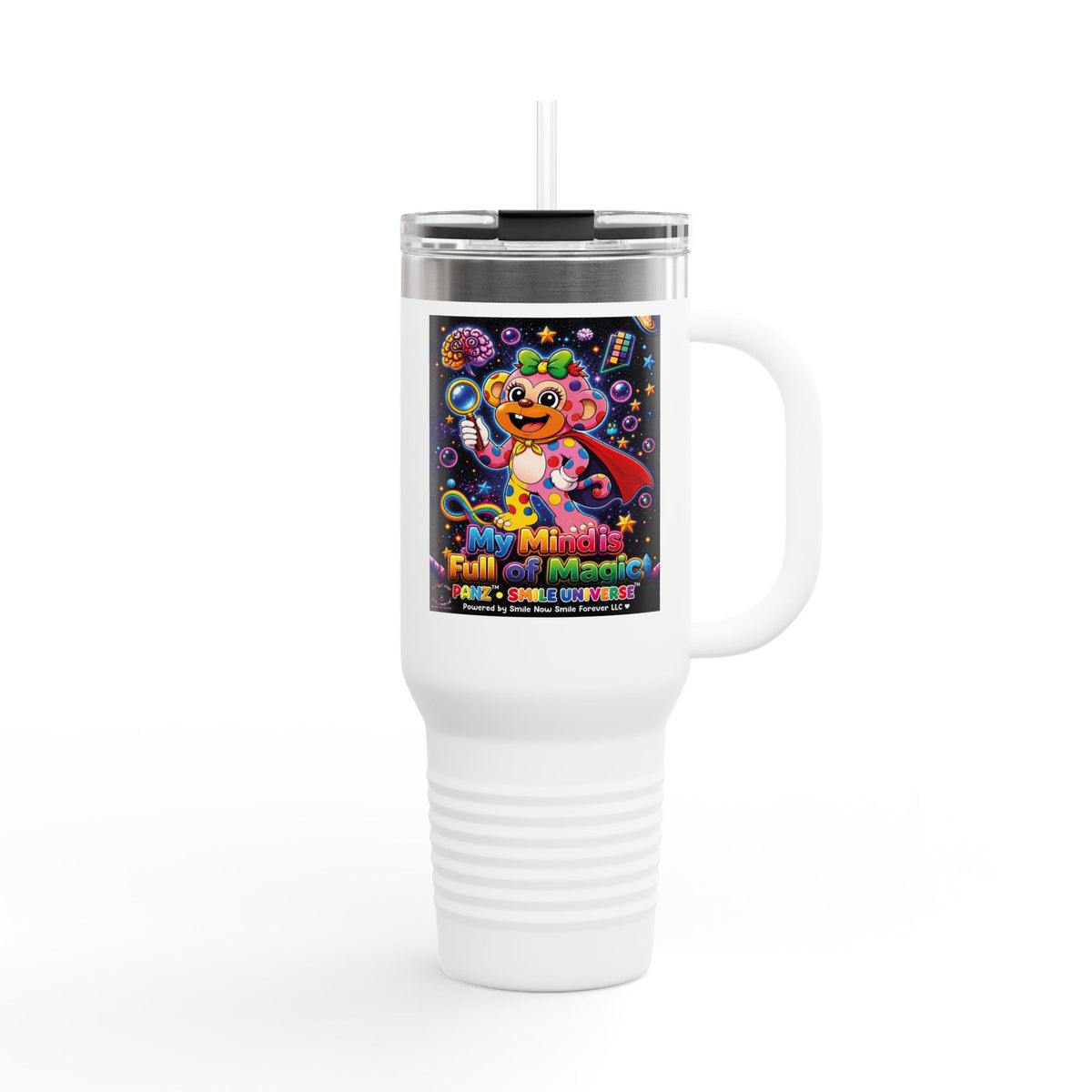 Panz™ 40oz Insulated Travel Mug – "My Mind is Full of Magic" Graphic | Smile Universe Collection