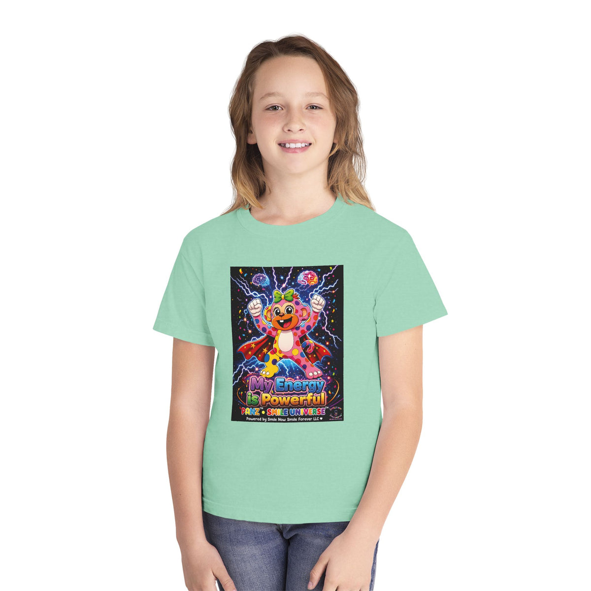 Panz™ Youth Midweight Tee – "My Energy is Powerful" Graphic Tee | Smile Universe Collection