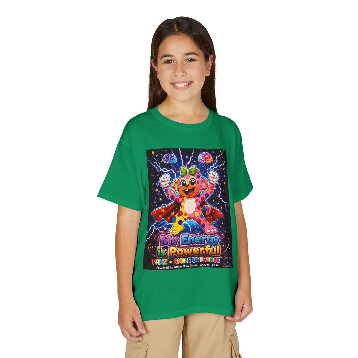 Panz™ Youth DryBlend® T-Shirt – "My Energy is Powerful" Graphic Tee | Smile Universe Collection