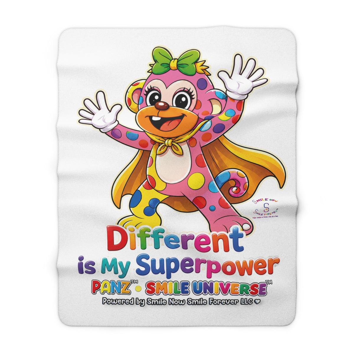 Panz™ Sherpa Fleece Blanket – "Different is My Superpower" Graphic | Smile Universe Collection