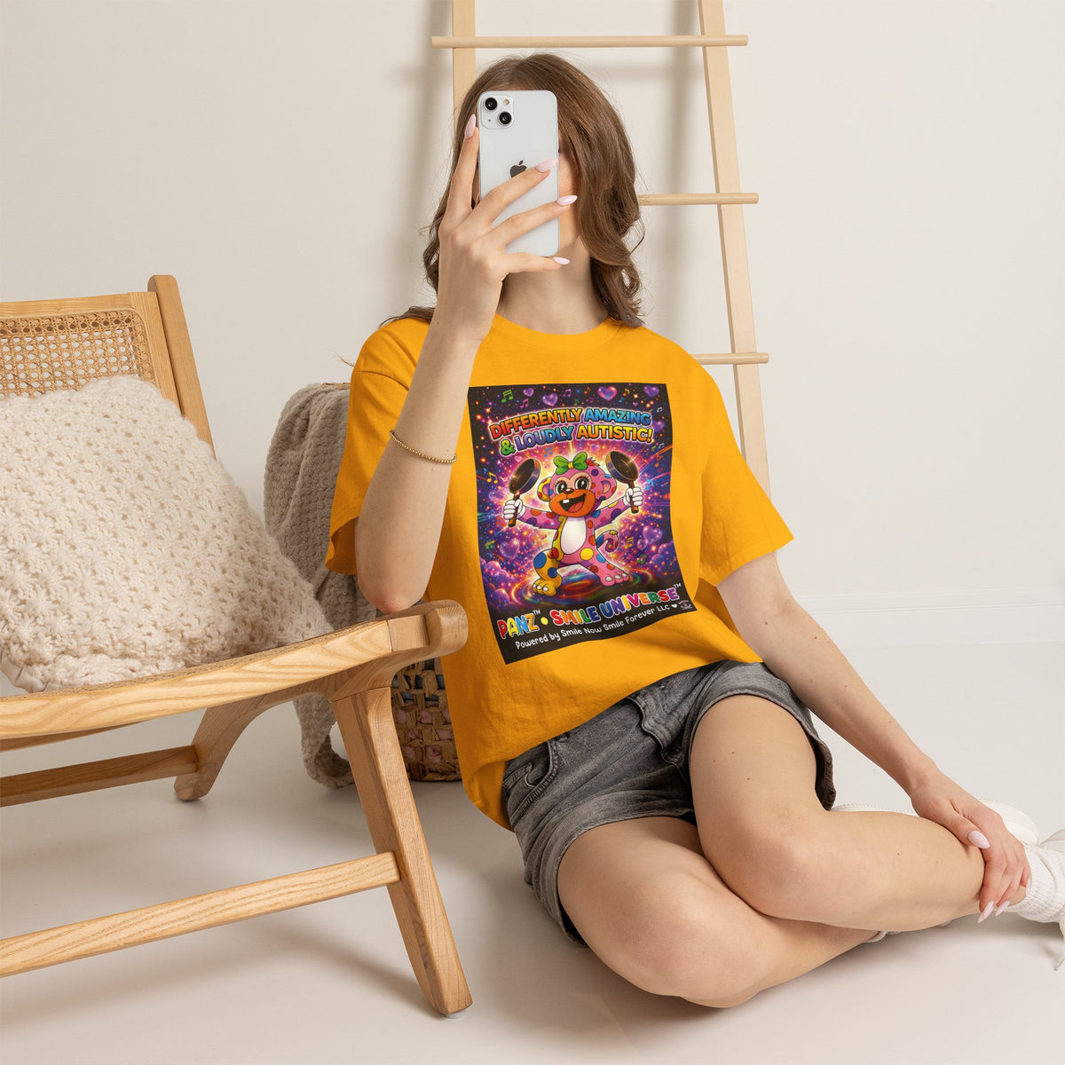 Panz™ Unisex Heavy Cotton™ Tee – "Differently Amazing & Loudly Autistic!" Graphic | Smile Universe Collection