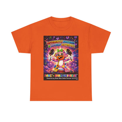 Panz™ Unisex Heavy Cotton™ Tee – "Differently Amazing & Loudly Autistic!" Graphic | Smile Universe Collection