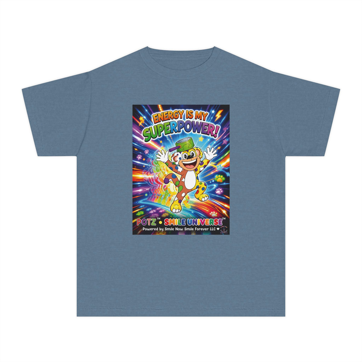 Potz™ Youth Midweight Tee – "Energy is My Superpower!" Graphic Tee | Smile Universe Collection
