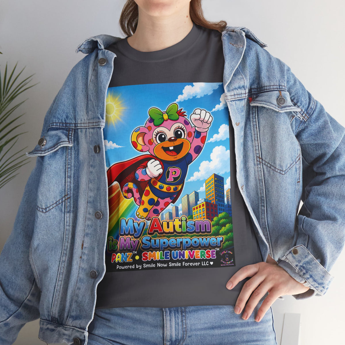 Panz™ Unisex Heavy Cotton™ Tee – "My Autism is My Superpower" Graphic | Smile Universe Collection