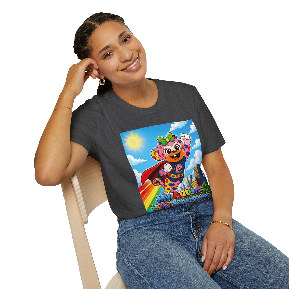 Panz™ Unisex Softstyle T-Shirt – "My Autism is My Superpower" Graphic | Smile Universe Collection