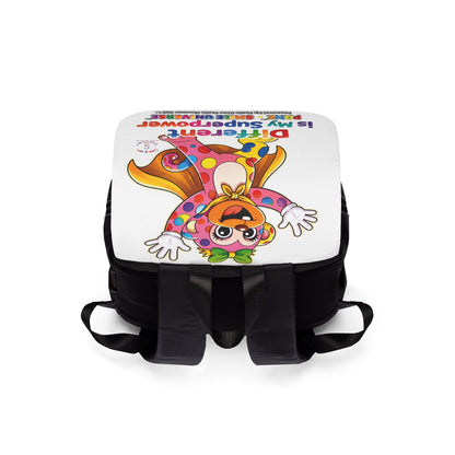 Panz™ Unisex Casual Shoulder Backpack – "Different is My Superpower" Graphic | Smile Universe Collection