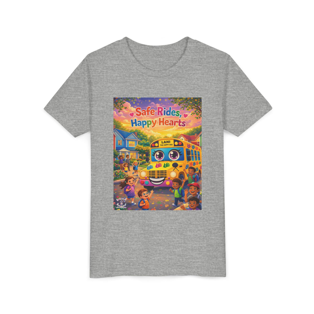 Lani™ Youth Short Sleeve Tee – "Safe Rides, Happy Hearts" Graphic