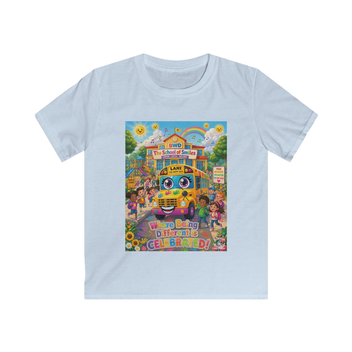 Lani™ Kids Softstyle Tee – "Where Being Different is CELEBRATED!" Graphic Shirt