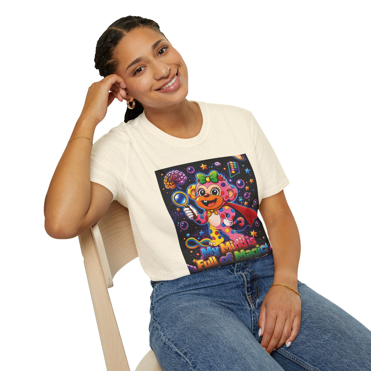 Panz™ Unisex Softstyle T-Shirt – "My Mind is Full of Magic" Graphic | Smile Universe Collection