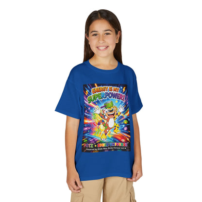 Potz™ Youth DryBlend® T-Shirt – "Energy is My Superpower!" Graphic Tee | Smile Universe Collection