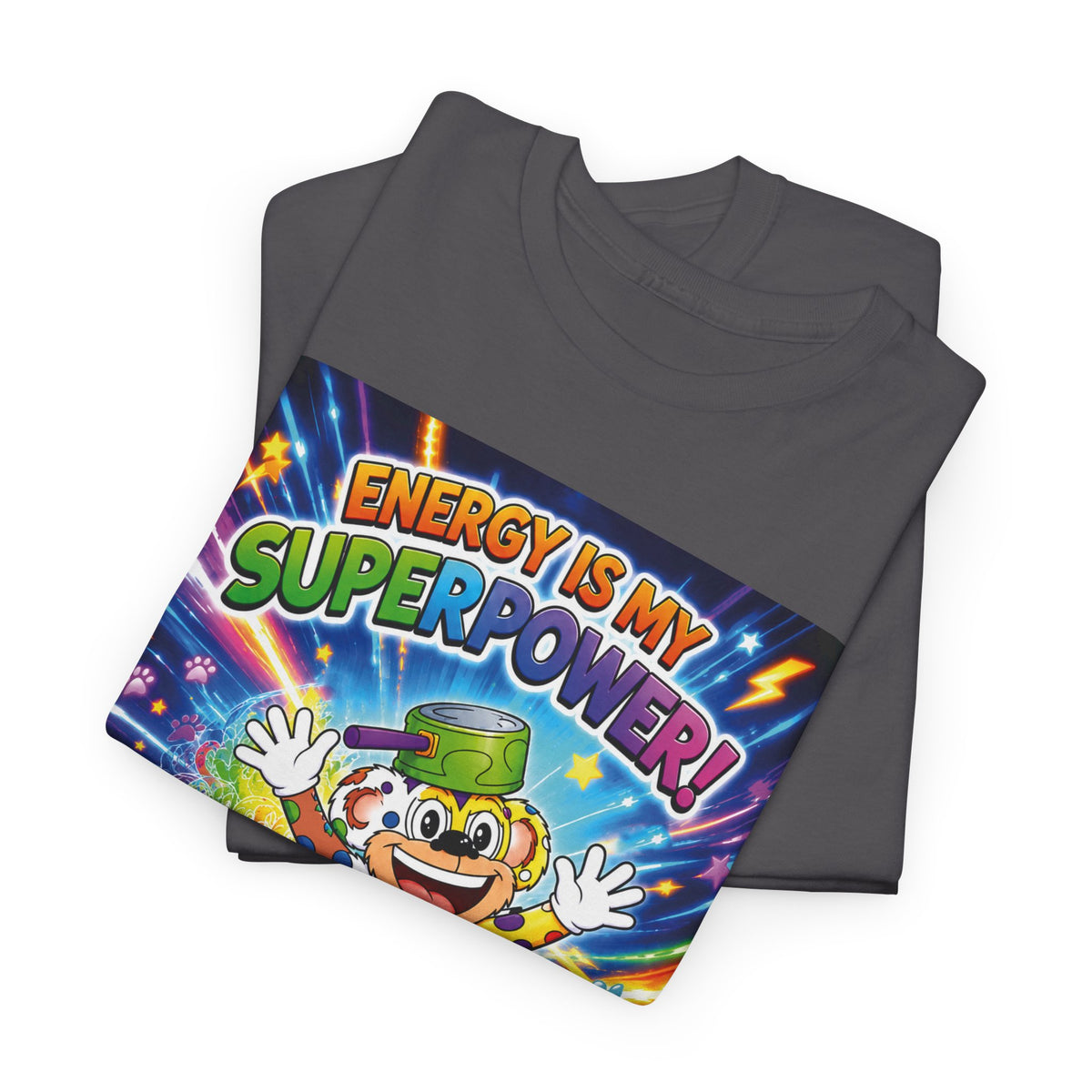 Potz™ Unisex Heavy Cotton™ Tee – "Energy is My Superpower!" Graphic Tee | Smile Universe Collection
