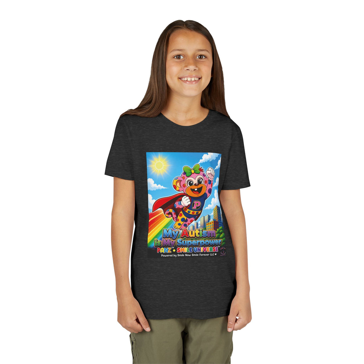Panz™ Youth Short Sleeve Tee – "My Autism is My Superpower" Graphic | Smile Universe Collection