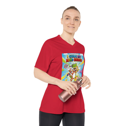 Potz™ Women's Performance V-Neck T-Shirt – "I Guide My ADHD Energy!" Graphic Tee | Smile Universe Collection