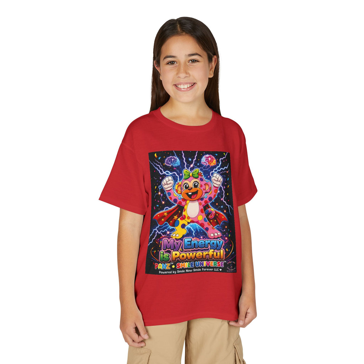 Panz™ Youth DryBlend® T-Shirt – "My Energy is Powerful" Graphic Tee | Smile Universe Collection