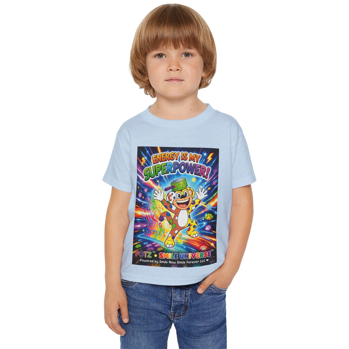 Potz™ Heavy Cotton™ Toddler T-Shirt – "Energy is My Superpower!" Graphic Tee | Smile Universe Collection