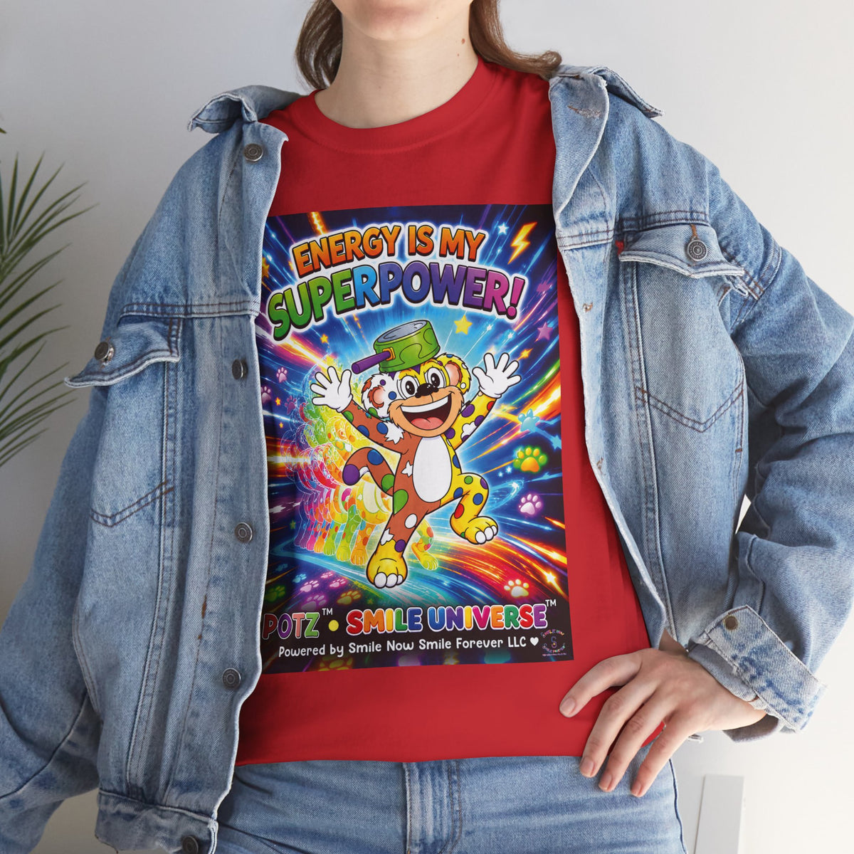 Potz™ Unisex Heavy Cotton™ Tee – "Energy is My Superpower!" Graphic Tee | Smile Universe Collection