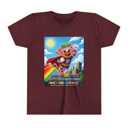 Panz™ Youth Short Sleeve Tee – "My Autism is My Superpower" Graphic | Smile Universe Collection