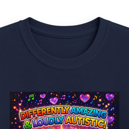 Panz™ Kids Softstyle Tee – "Differently Amazing & Loudly Autistic!" Graphic | Smile Universe Collection
