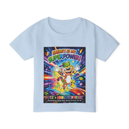 Potz™ Heavy Cotton™ Toddler T-Shirt – "Energy is My Superpower!" Graphic Tee | Smile Universe Collection
