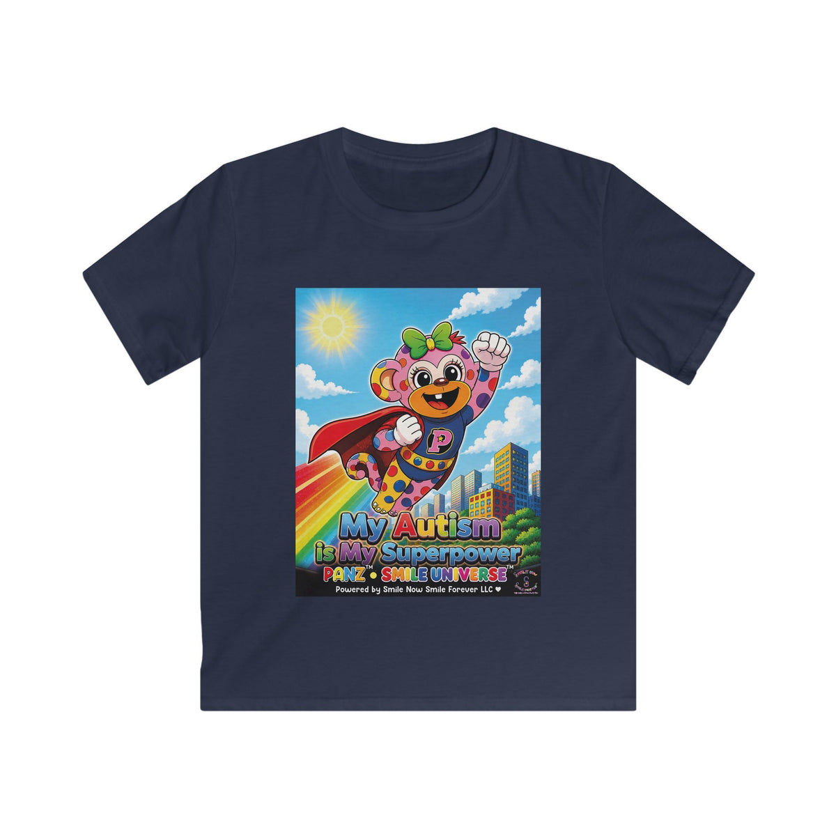 Panz™ Kids Softstyle Tee – "My Autism is My Superpower" Graphic | Smile Universe Collection