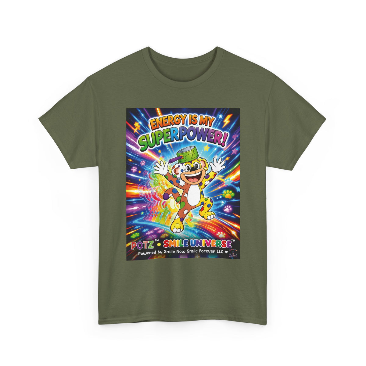 Potz™ Unisex Heavy Cotton™ Tee – "Energy is My Superpower!" Graphic Tee | Smile Universe Collection