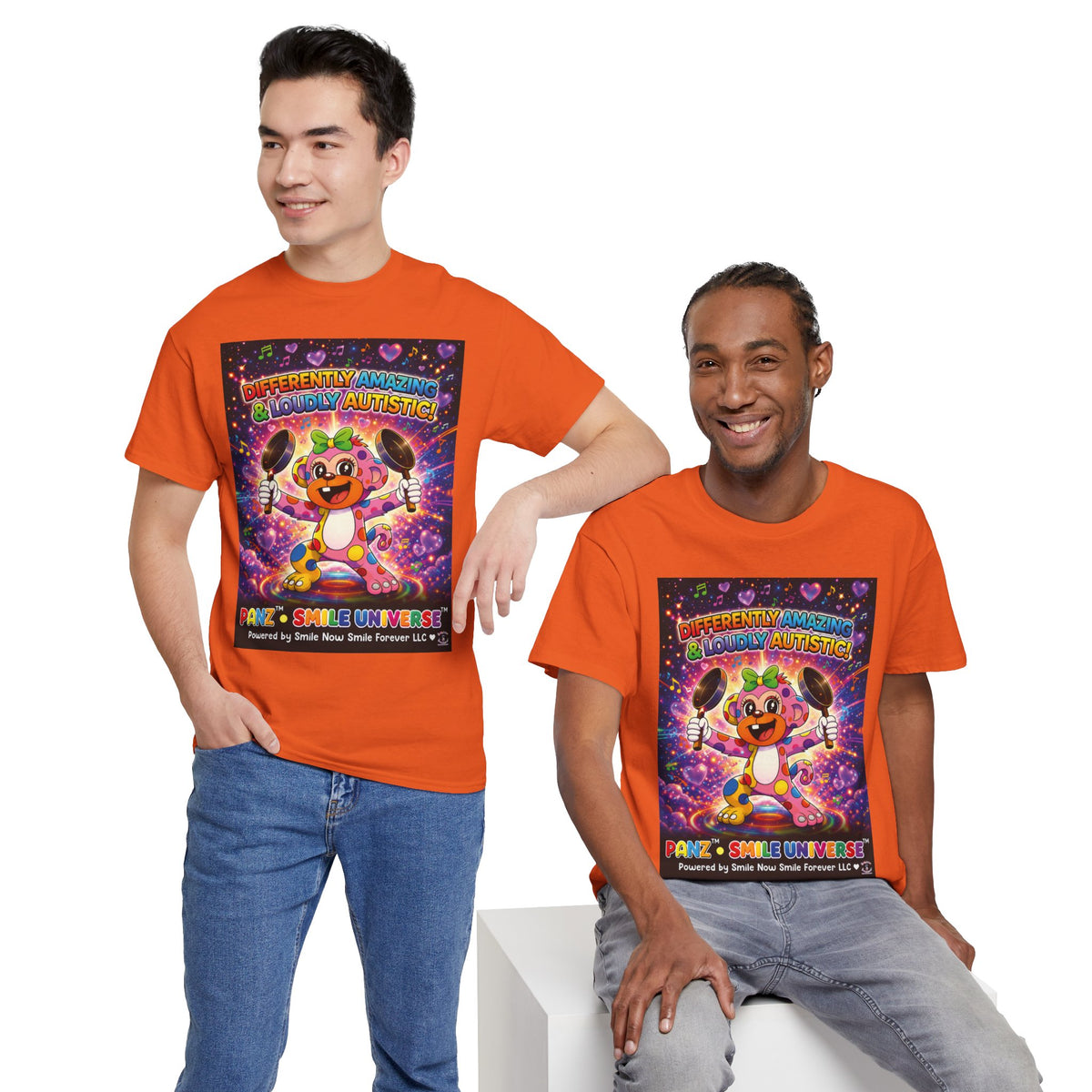 Panz™ Unisex Heavy Cotton™ Tee – "Differently Amazing & Loudly Autistic!" Graphic | Smile Universe Collection