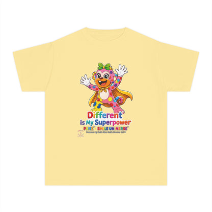 Panz™ Youth Midweight Tee – "Different is My Superpower" Graphic | Smile Universe Collection