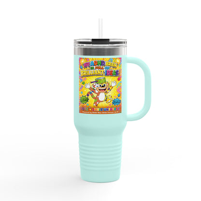 Potz™ Insulated Travel Mug 40oz – "My ADHD Brain is Full of Brilliant Ideas!" Graphic Tumbler | Smile Universe Collection