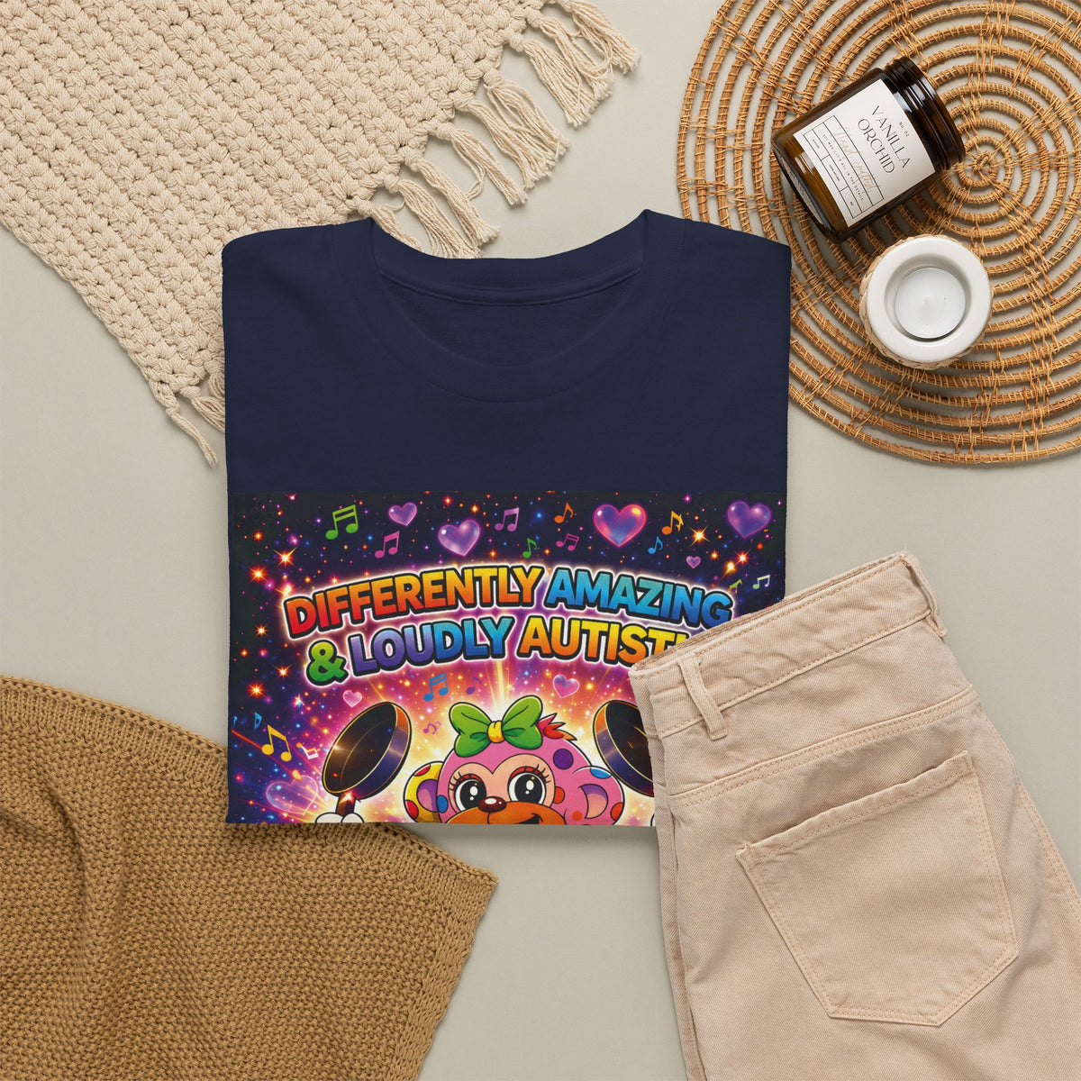 Panz™ Unisex Heavy Cotton™ Tee – "Differently Amazing & Loudly Autistic!" Graphic | Smile Universe Collection