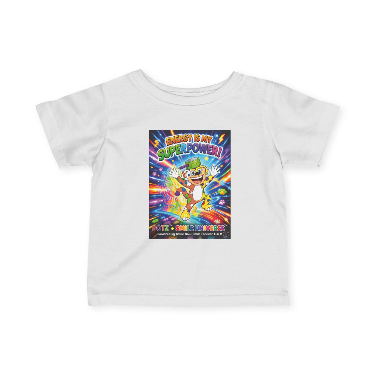 Potz™ Infant Fine Jersey Tee – "Energy is My Superpower!" Graphic Tee | Smile Universe Collection