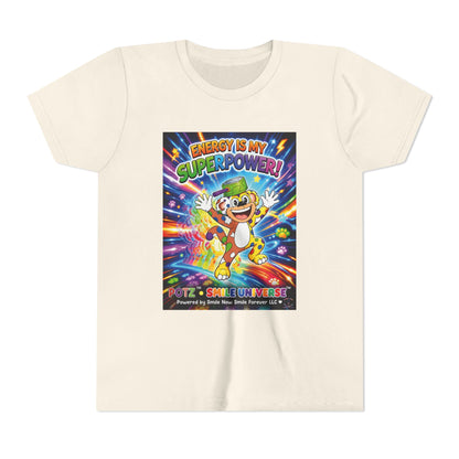Potz™ Youth Short Sleeve Tee – "Energy is My Superpower!" Graphic Tee | Smile Universe Collection