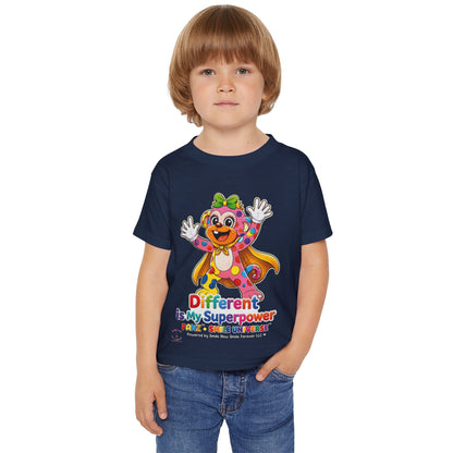 Panz™ Heavy Cotton™ Toddler T-Shirt – "Different is My Superpower" Graphic | Smile Universe Collection