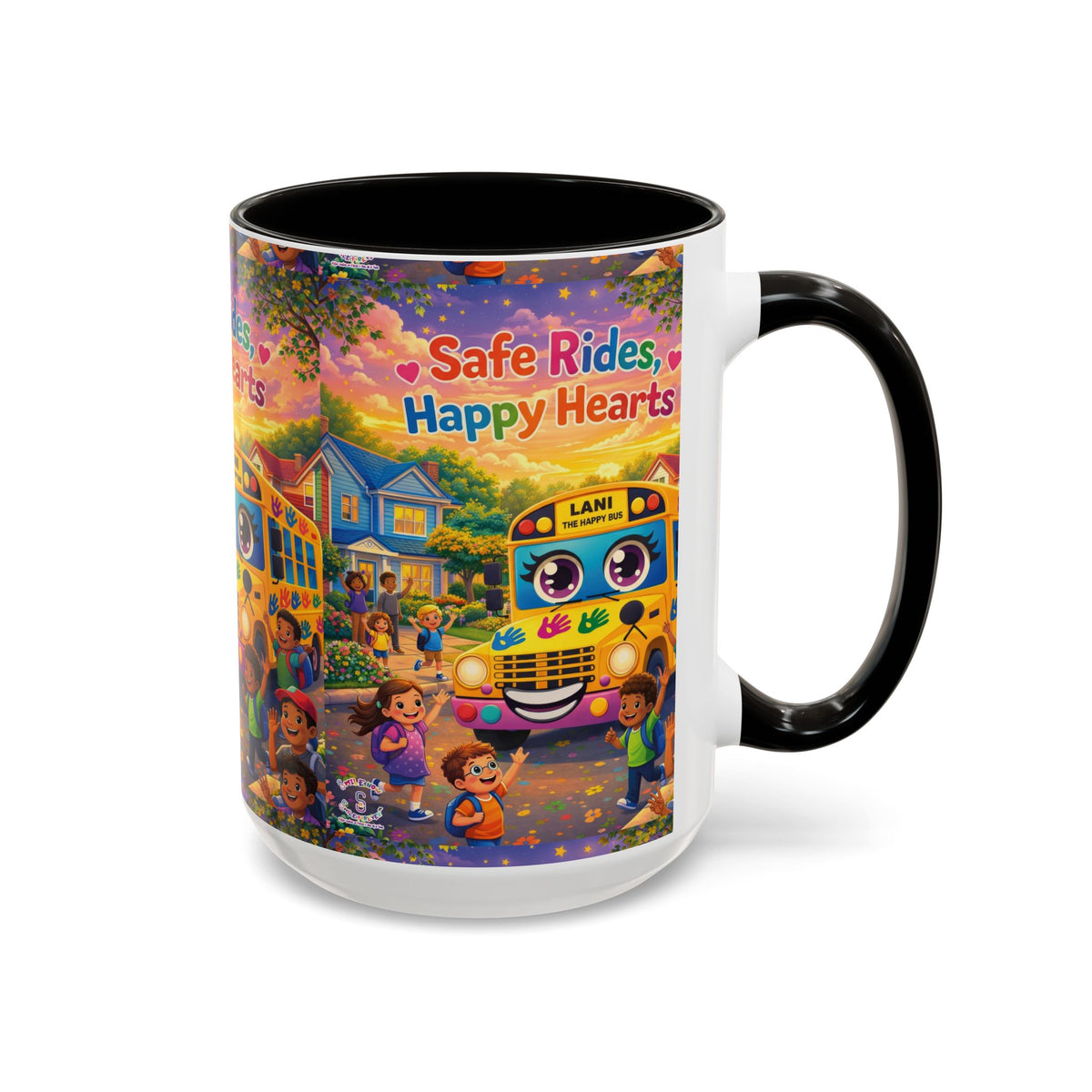 Lani™ Colorful Mug (11oz & 15oz) – "Safe Rides, Happy Hearts" Graphic