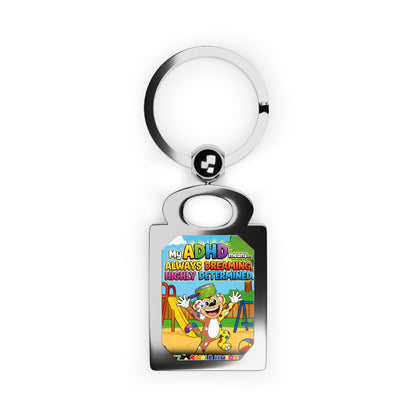 Potz™ Rectangle Photo Keyring – "My ADHD Means Always Dreaming, Highly Determined" Graphic Keychain | Smile Universe Collection